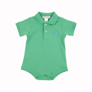 Prim & Proper Polo & Onesie - Kiawah Kelly Green with Barbados Blue Stork