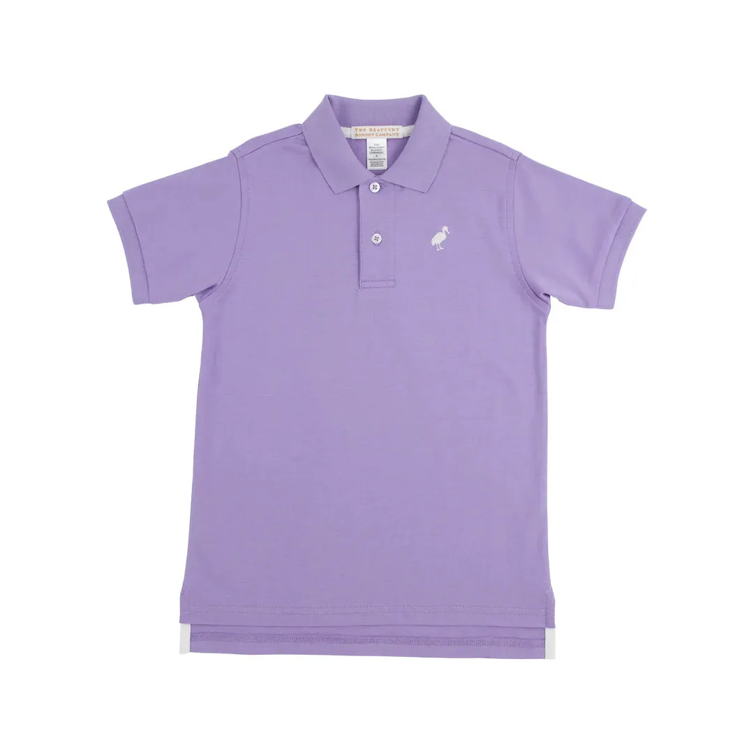 Prim & Proper Polo & Onesie, Palisades Purple with Worth Avenue White Stork