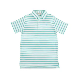 Prim & Proper Polo & Onesie, Turks Teal Stripe with Edisto Egg Blue Stork