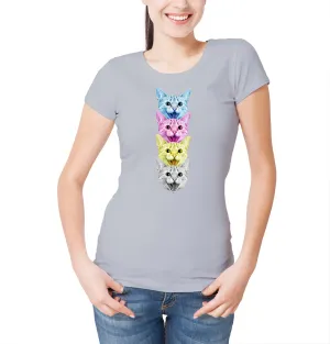 Reality Glitch CMYK Cat Womens T-Shirt