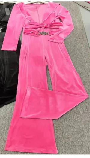 Retro Luxury Elegance Velvet Jumpsuit