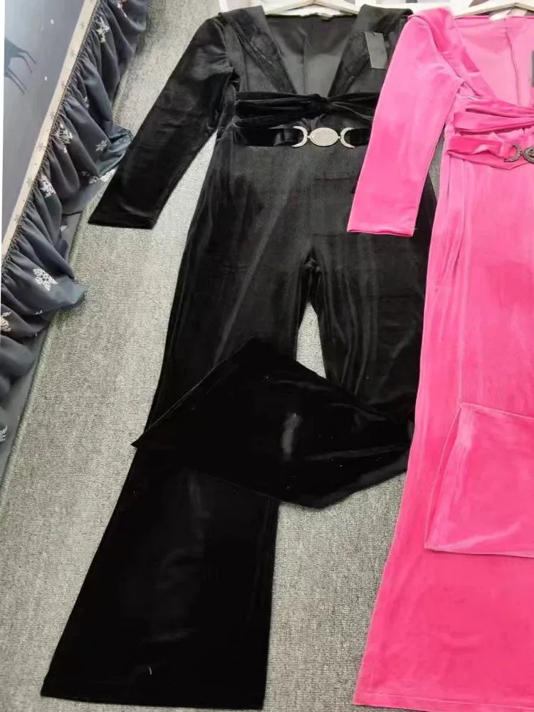 Retro Luxury Elegance Velvet Jumpsuit