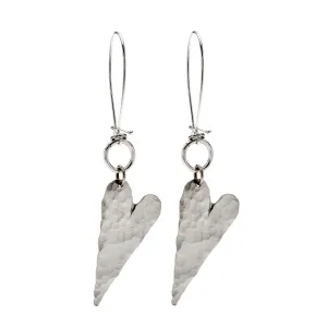 Riley -  Delicate heart hammered dangle earrings