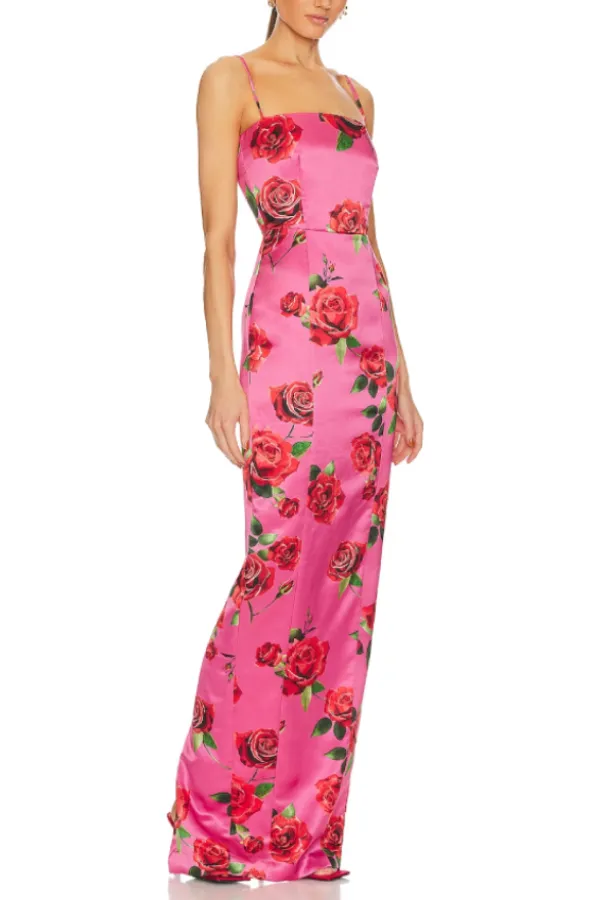 Rose Print Waist Sling Dress