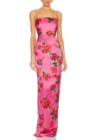 Rose Print Waist Sling Dress