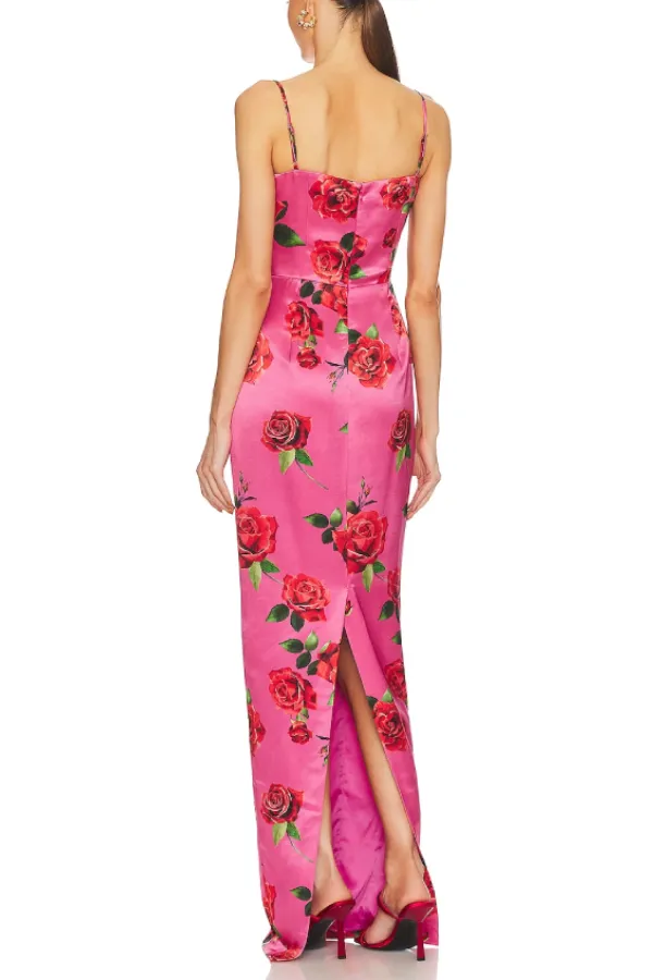 Rose Print Waist Sling Dress