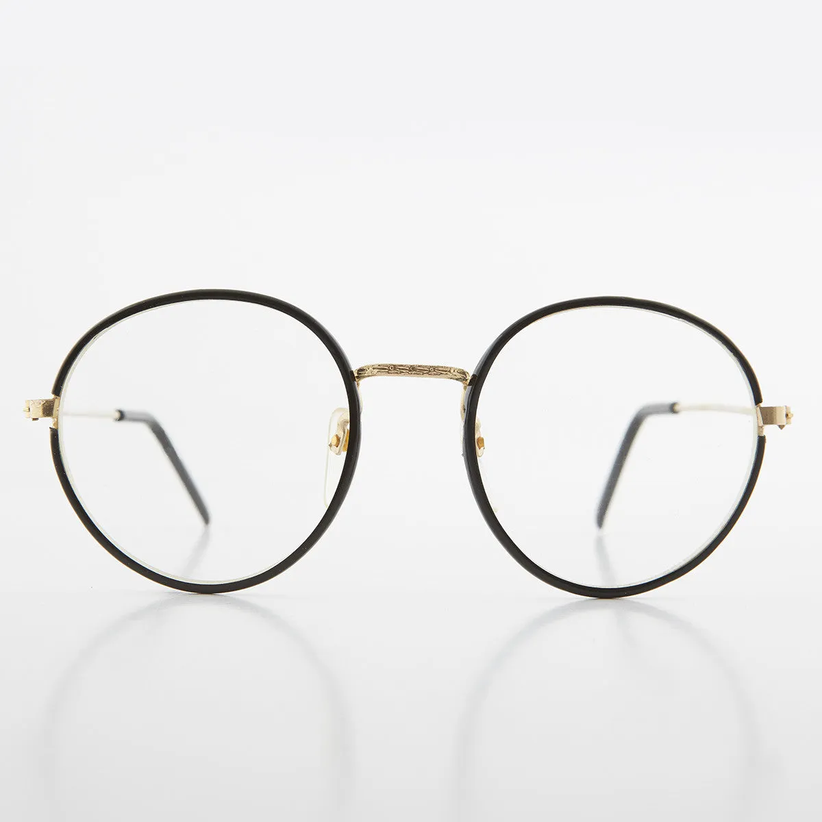 Round Black Preppy Polo Style Clear Lens Glasses - Einstein 2