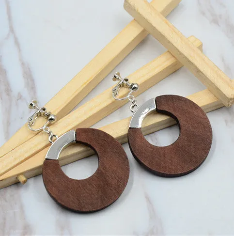 Round Wood Earrings