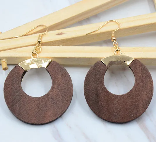 Round Wood Earrings