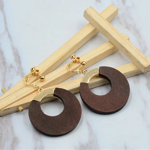 Round Wood Earrings