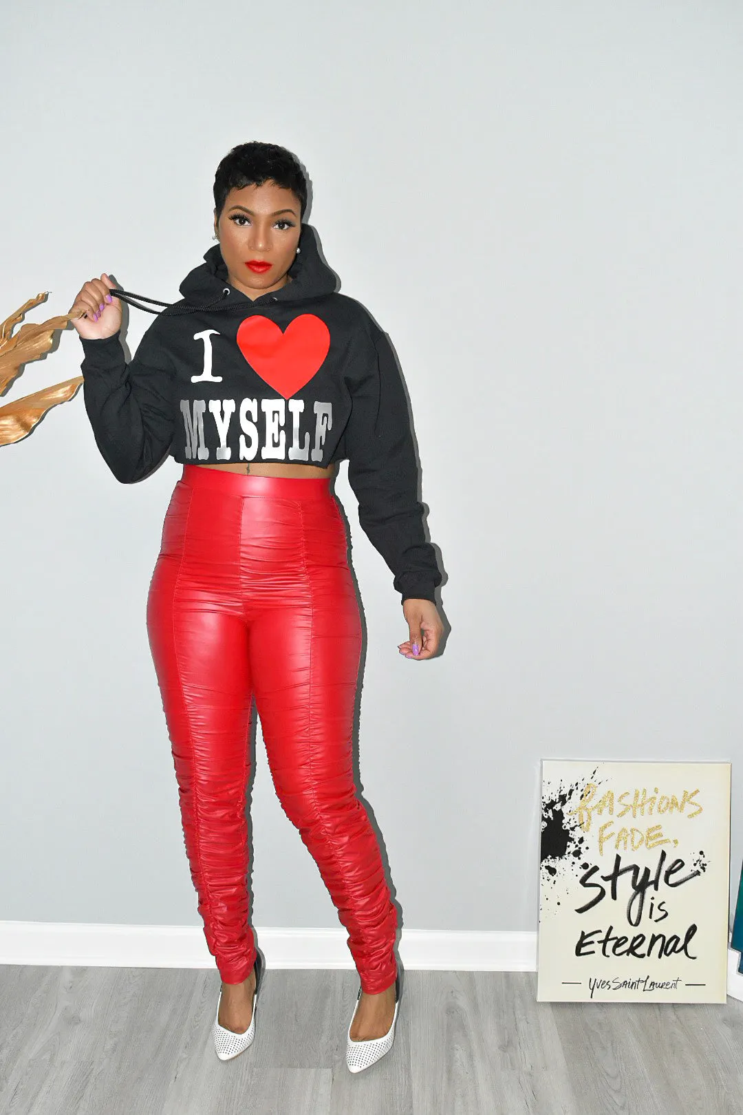 Ruched Leggings - Red