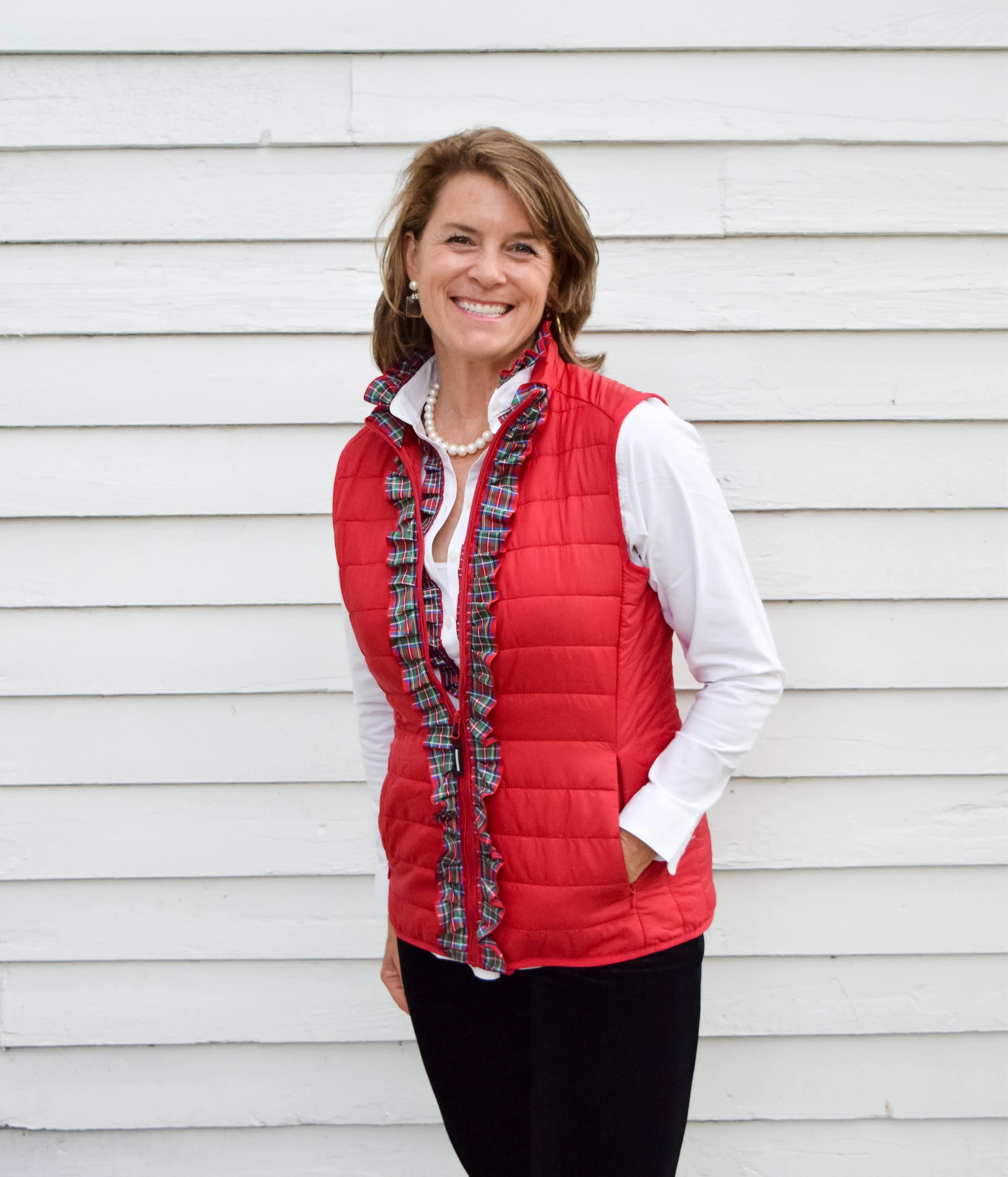 SALE - 2XL ONLY - Sandy Popover Holiday Ribbon Placket Tunic (TP16) *FINAL SALE*