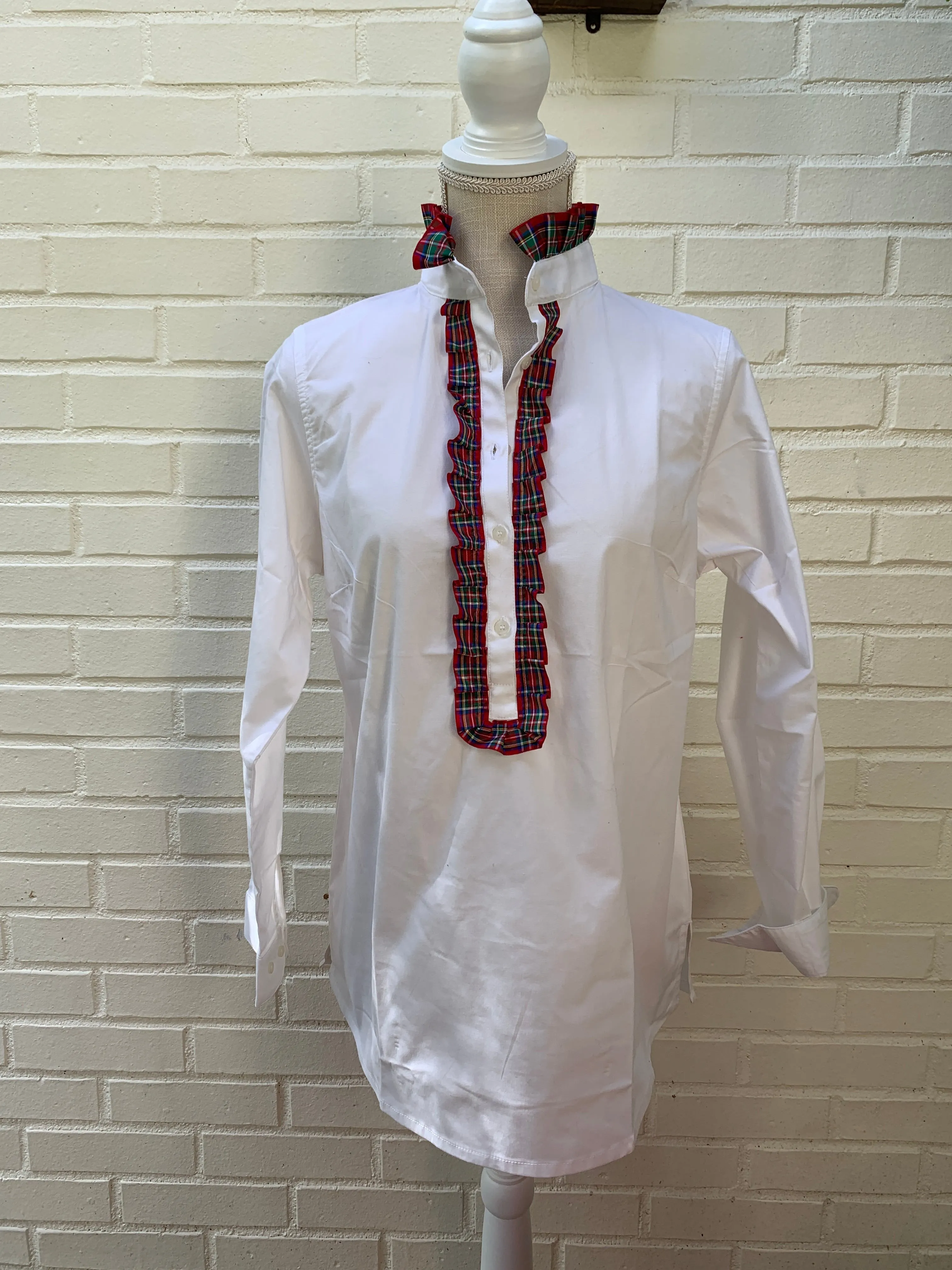 SALE - 2XL ONLY - Sandy Popover Holiday Ribbon Placket Tunic (TP16) *FINAL SALE*