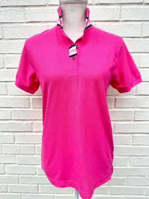 SALE - XS, S & L ONLY - Madonna Pink Polo w Pink/Navy Grosgrain  (POLO2) *FINAL SALE*