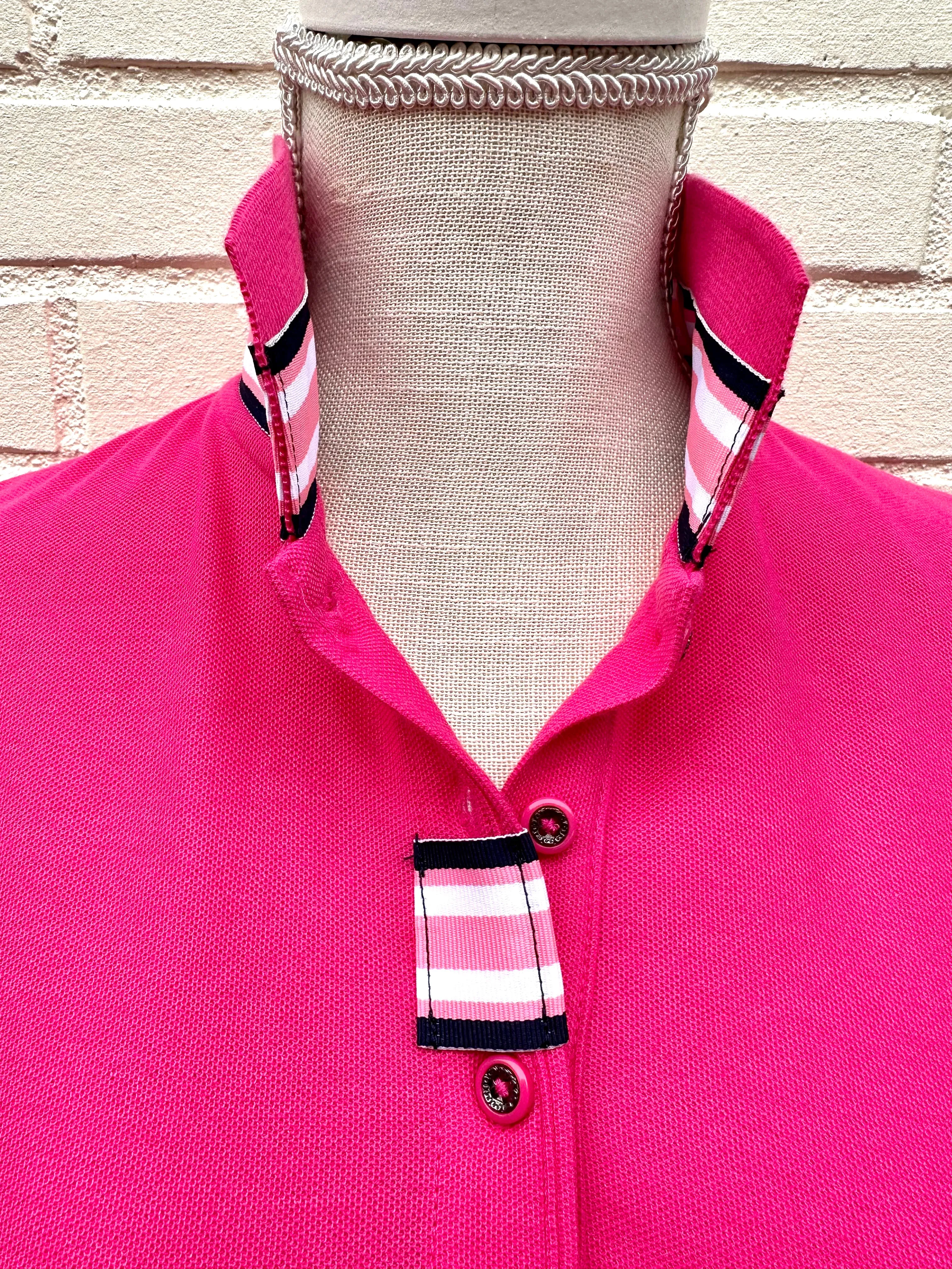 SALE - XS, S & L ONLY - Madonna Pink Polo w Pink/Navy Grosgrain  (POLO2) *FINAL SALE*
