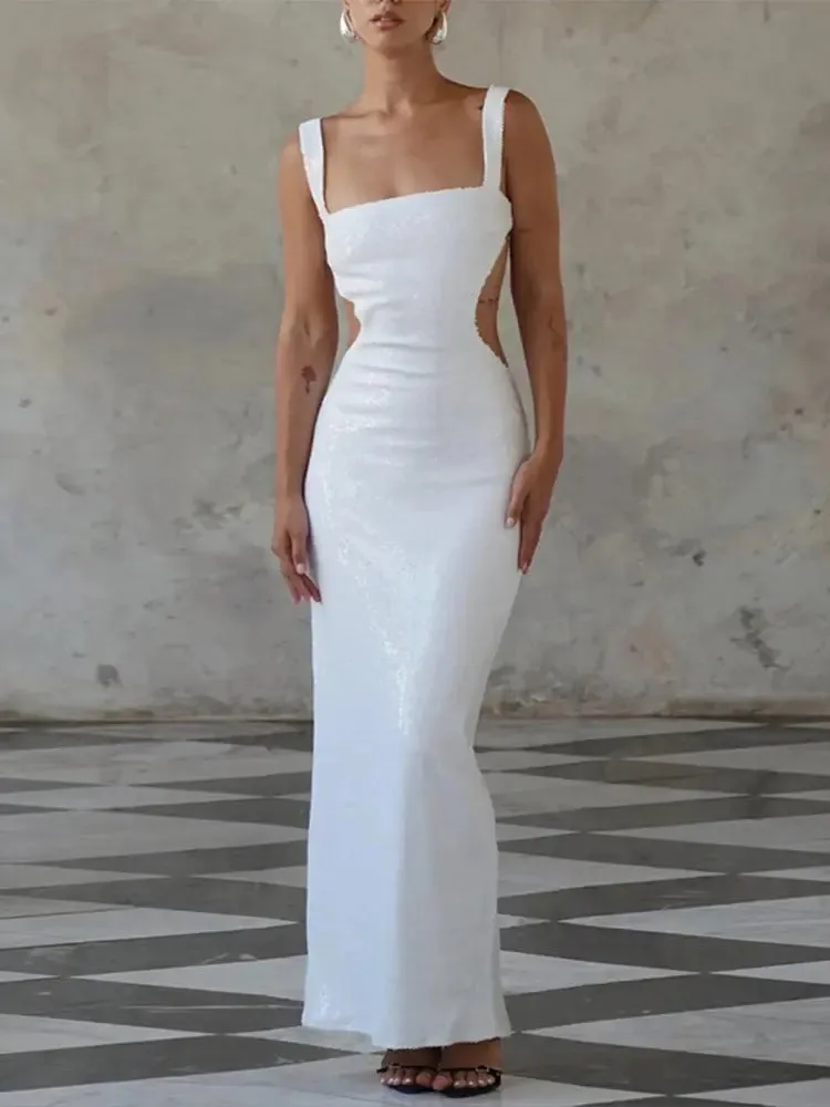 Sequin Sling Backless Dress