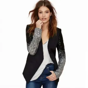 Sequined Sleeve Casual Blazer