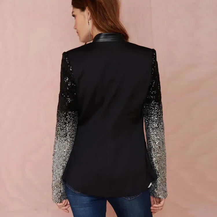 Sequined Sleeve Casual Blazer
