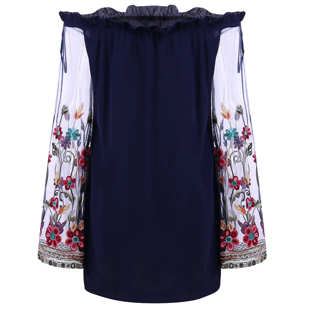 Sexy Off-the-shoulder Mesh Double-layer Chiffon Dress