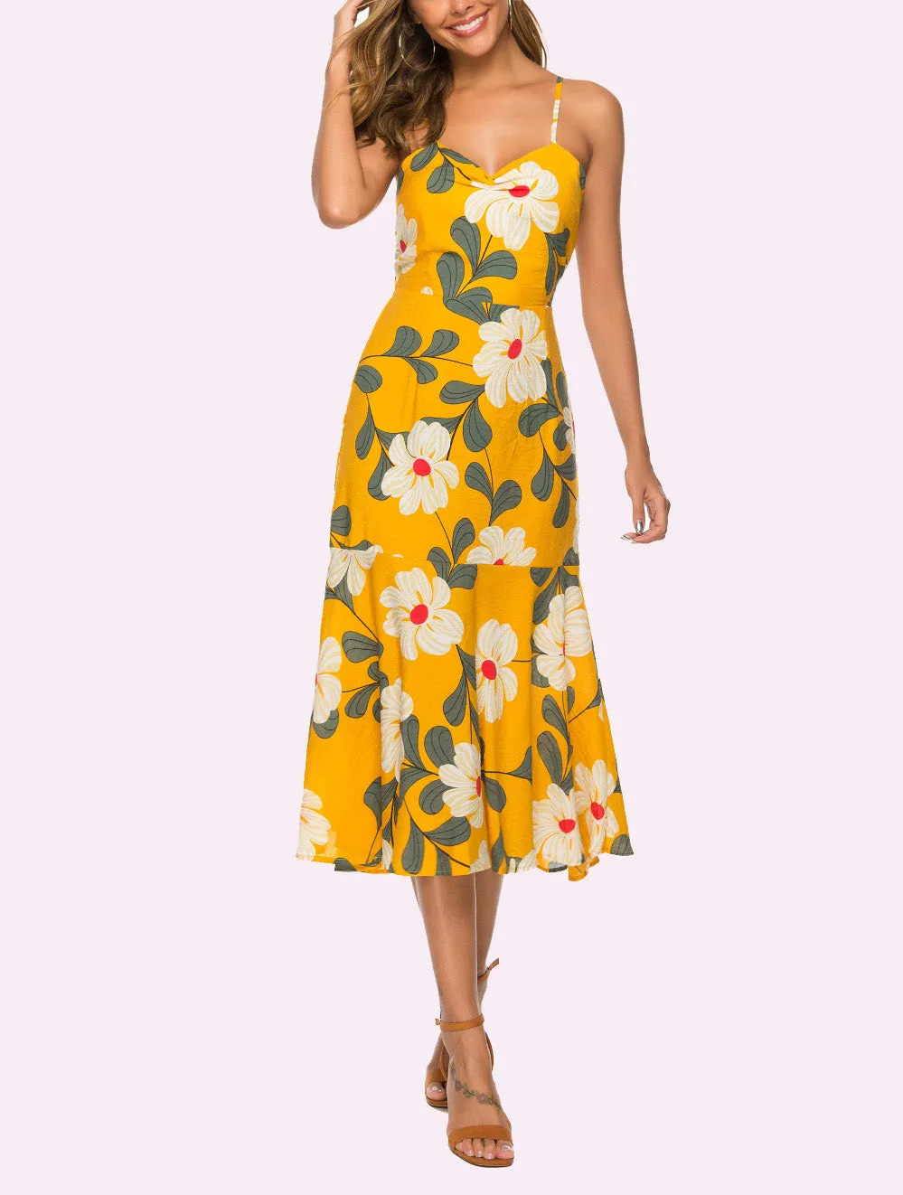Sexy Sleeveless Open Back Lace Bohemian Sling Dress