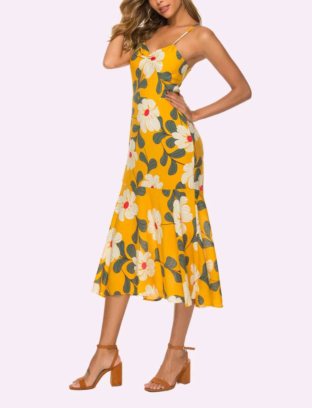 Sexy Sleeveless Open Back Lace Bohemian Sling Dress