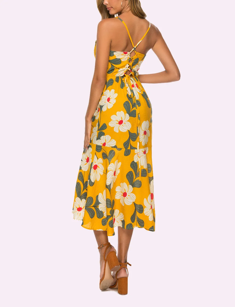 Sexy Sleeveless Open Back Lace Bohemian Sling Dress
