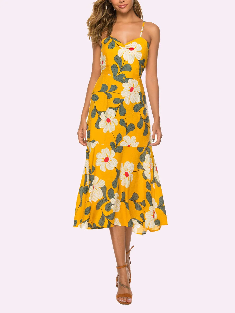 Sexy Sleeveless Open Back Lace Bohemian Sling Dress