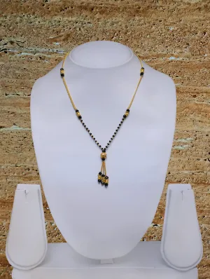 Short Mangalsutra Designs Gold Plated Latest 3 Ball Latkan Single Line 16 Inches Mangalsutra