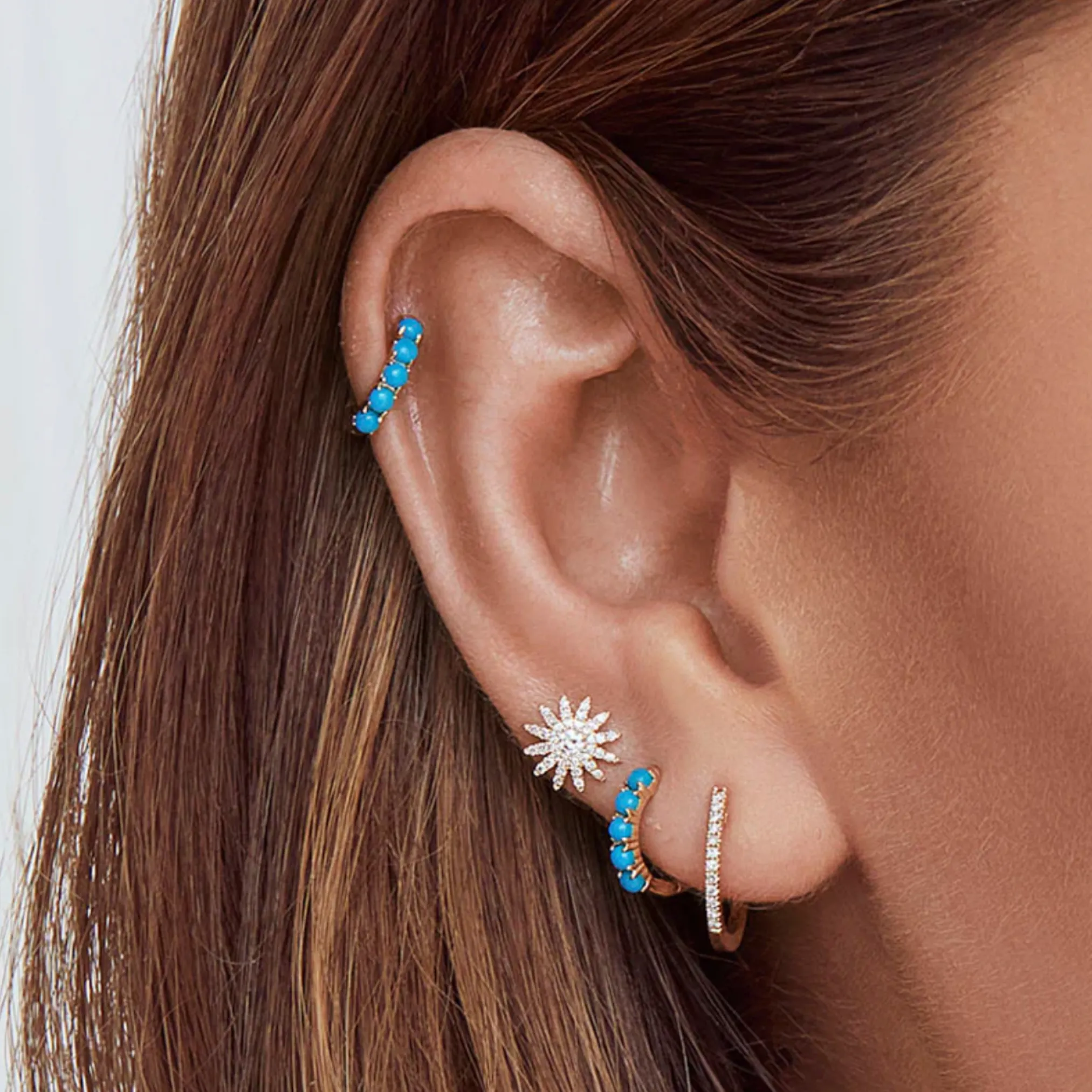 Shy Creation Diamond Huggie Hoops