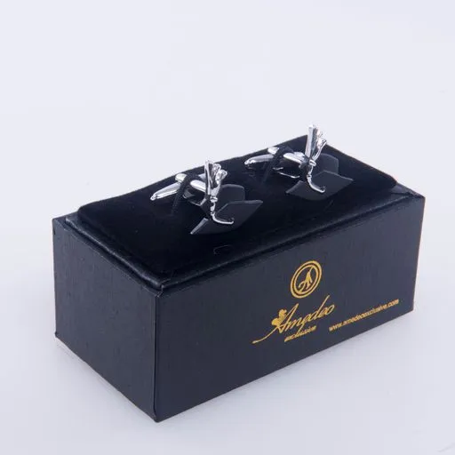 Silver   Black Mens Stainless Steel Graduation Cufflinks for Shirt with Box - Hand Crafted Perfect Gift