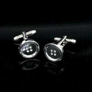 Silver Mens Stainless Steel Buttons Cufflinks for Shirt with Box - Hand Crafted Perfect Gift