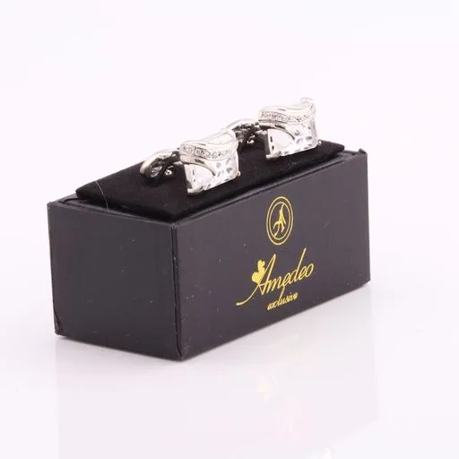Silver   White Mens Stainless Steel Square Cufflinks for Shirt with Box - Hand Crafted Perfect Gift