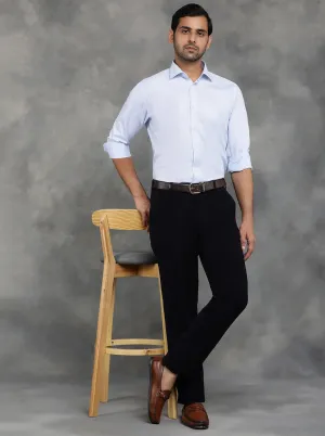 Sky Blue Striped Slim Fit Formal Shirt | GreenFibre