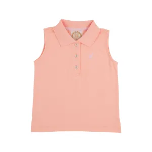 Sleeveless Anna Price Polo - Pompano Peach with Palm Beach Pink Stork