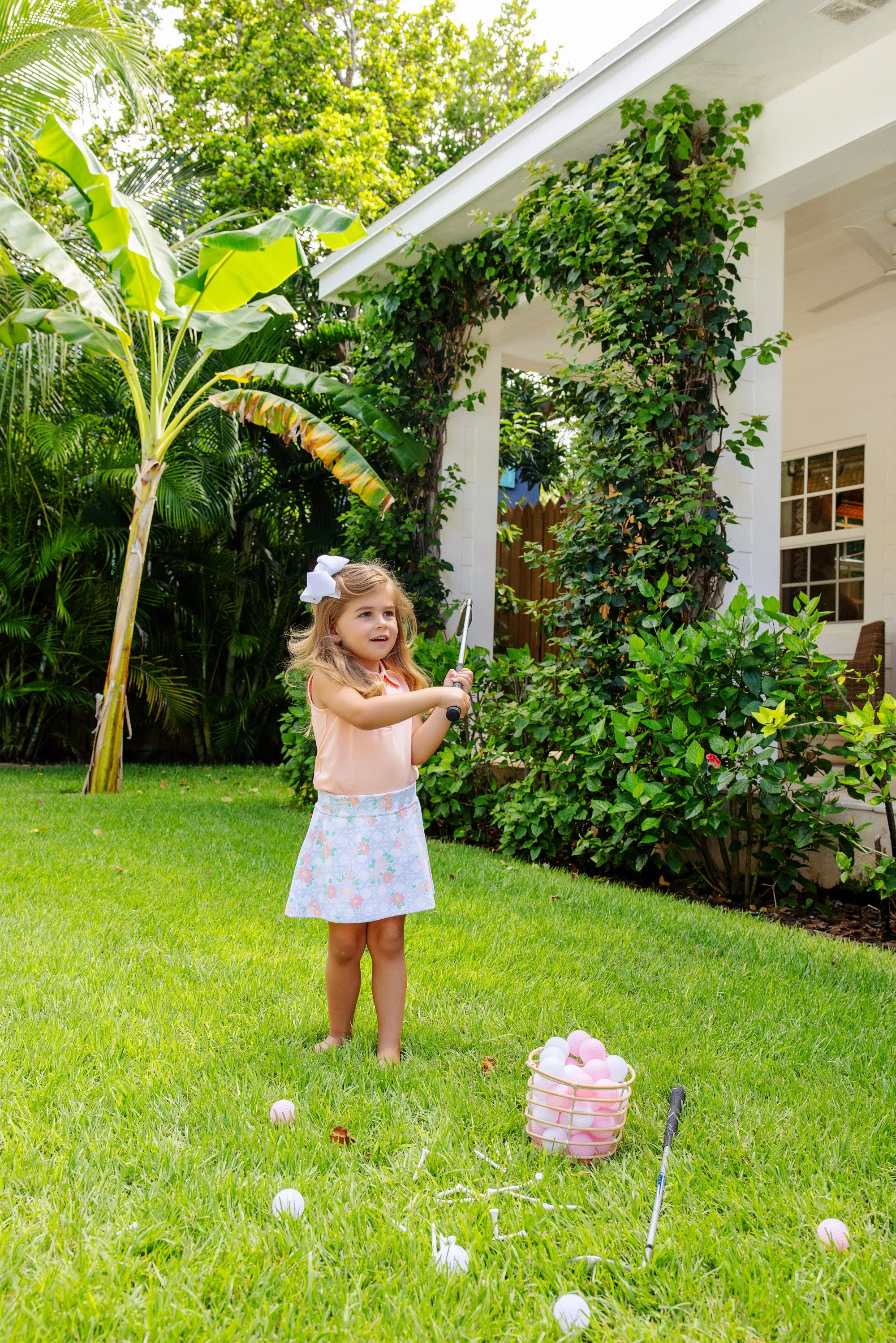 Sleeveless Anna Price Polo - Pompano Peach with Palm Beach Pink Stork