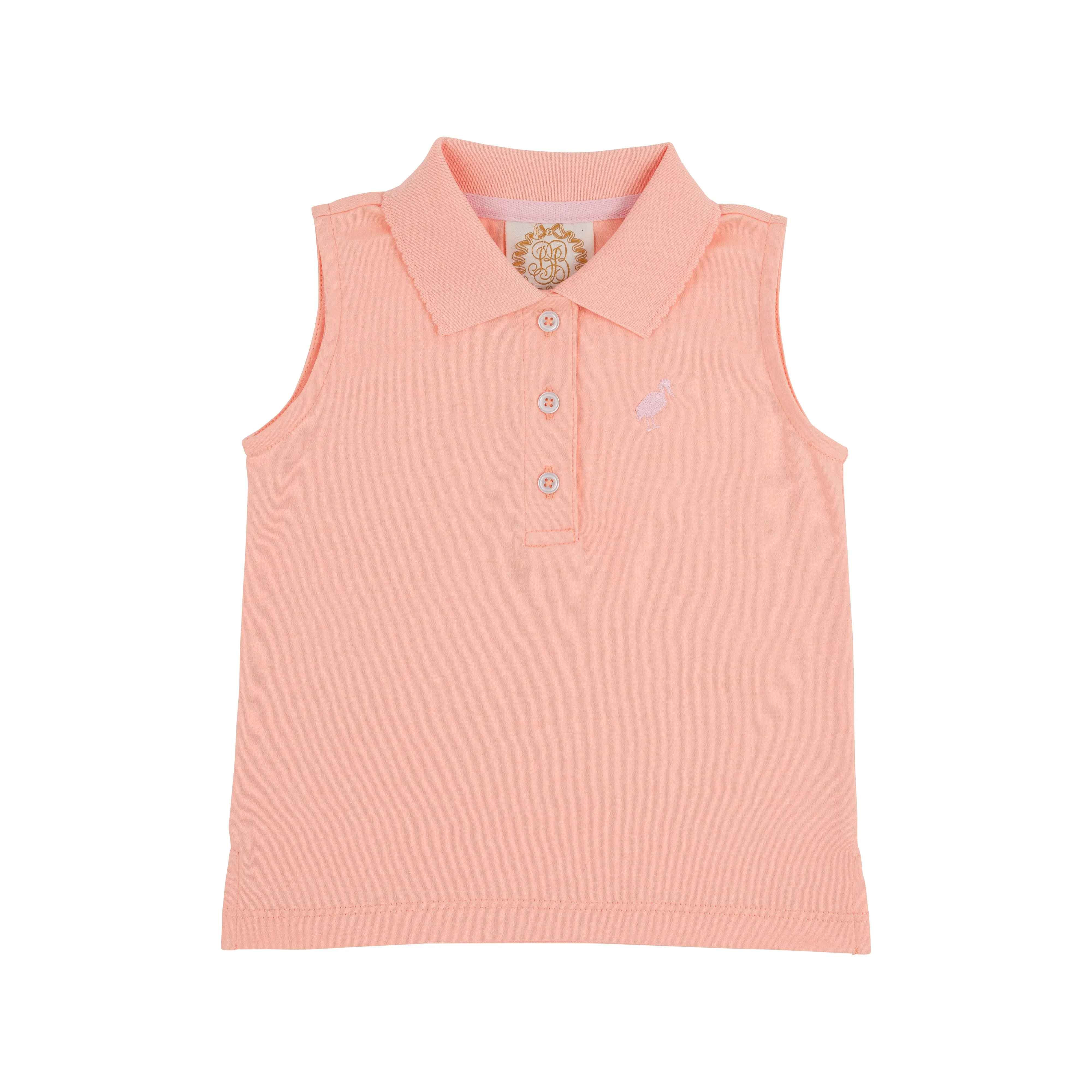 Sleeveless Anna Price Polo - Pompano Peach with Palm Beach Pink Stork