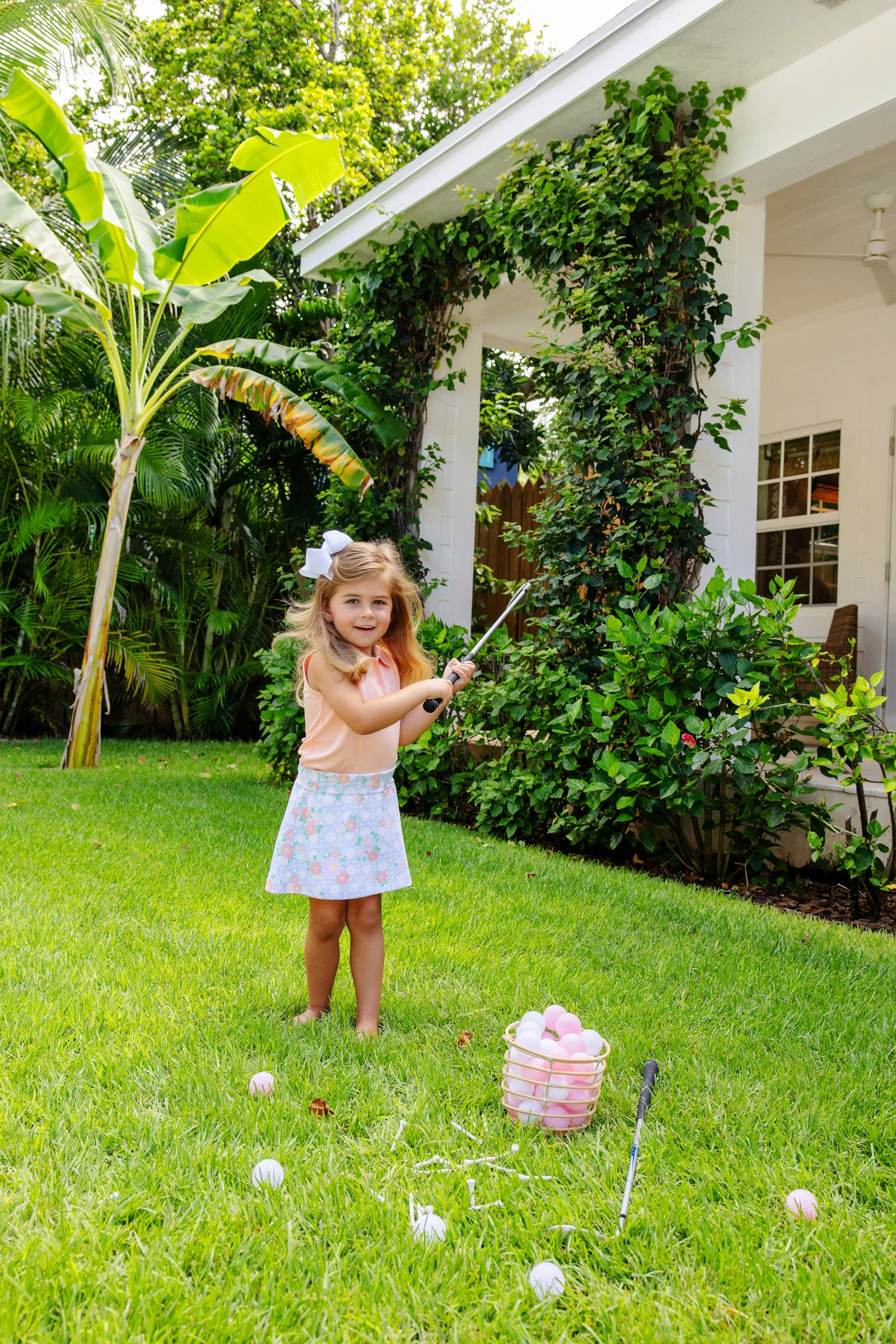 Sleeveless Anna Price Polo - Pompano Peach with Palm Beach Pink Stork