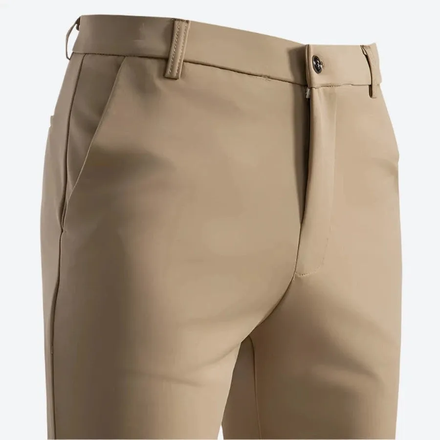 Smart Slim-Fit Buttoned Waist Dress Pants