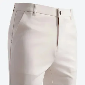 Smart Slim-Fit Buttoned Waist Dress Pants