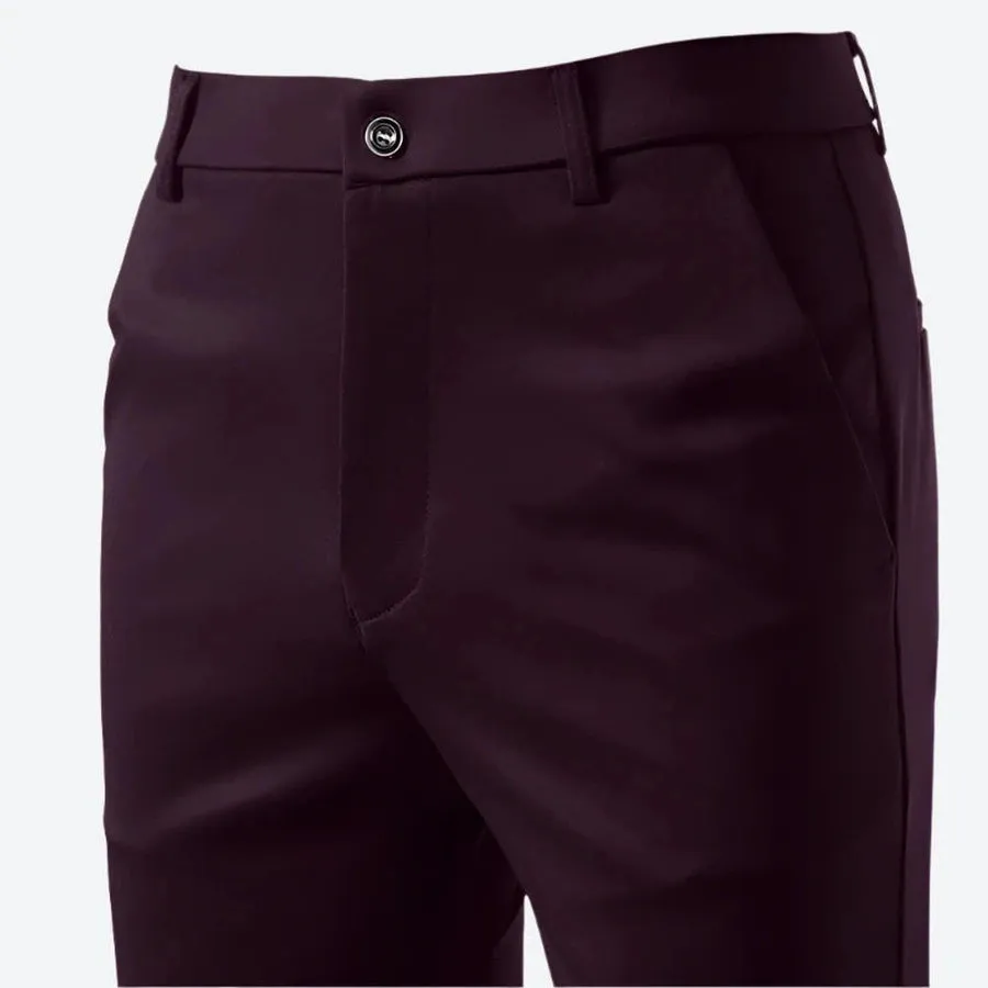 Smart Slim-Fit Buttoned Waist Dress Pants