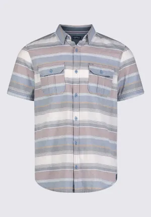 Sodhi Men's Short Sleeve Striped Shirt, Mirage Blue - BM24289