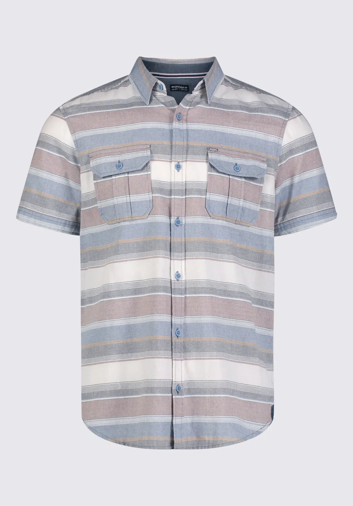 Sodhi Men's Short Sleeve Striped Shirt, Mirage Blue - BM24289