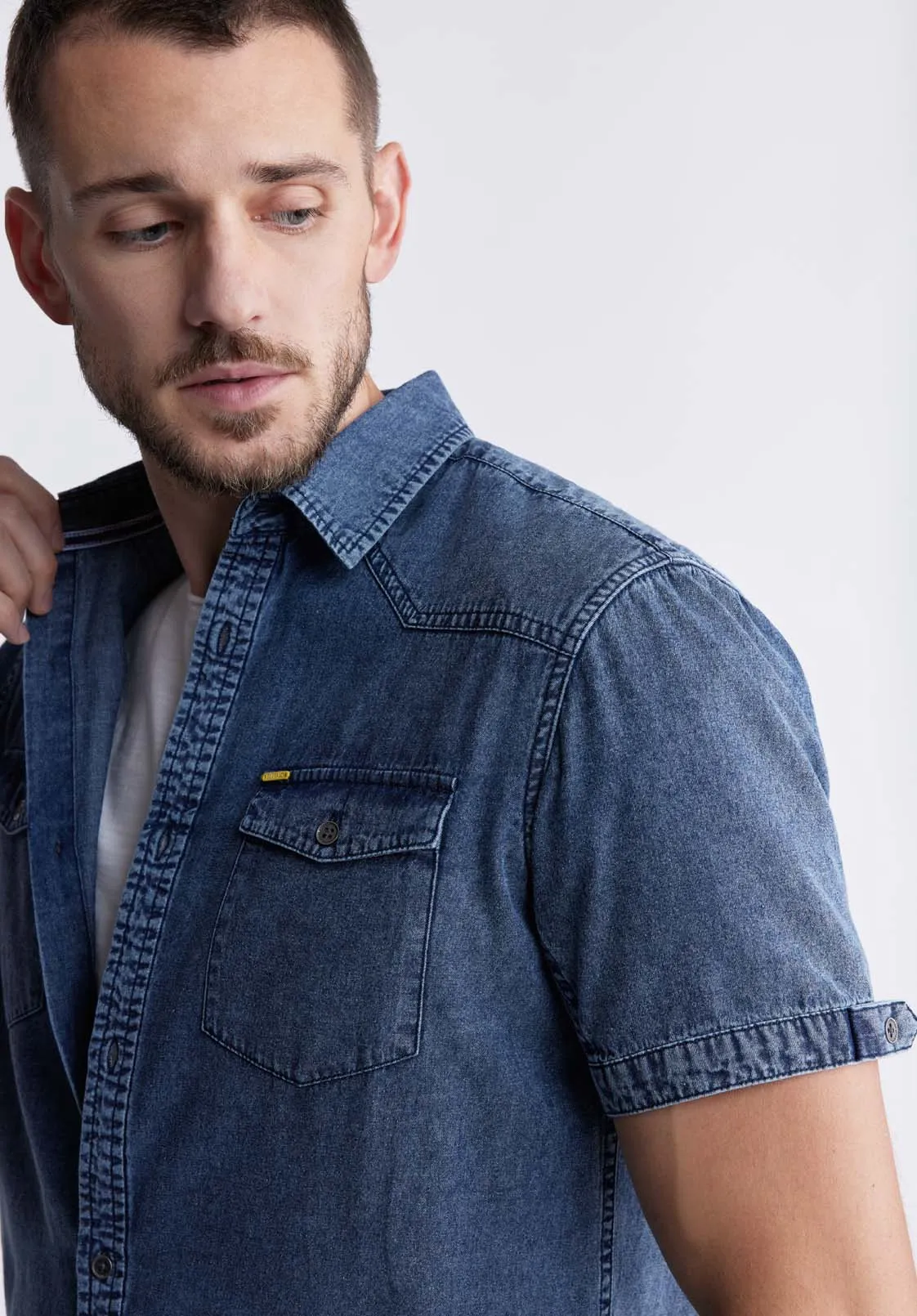 Somba Men’s Short Sleeve Shirt in Midnight Blue - BM24291