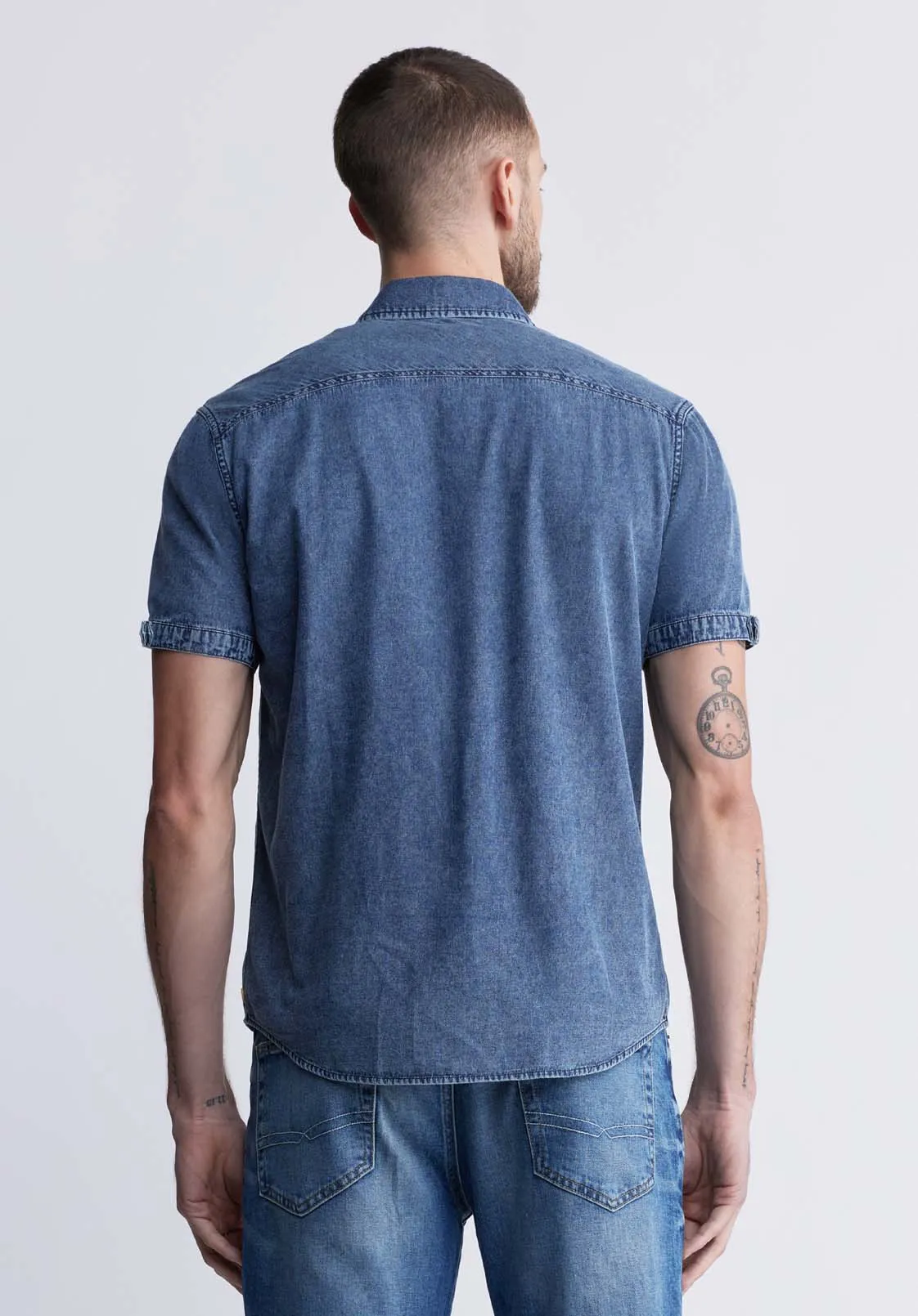 Somba Men’s Short Sleeve Shirt in Midnight Blue - BM24291