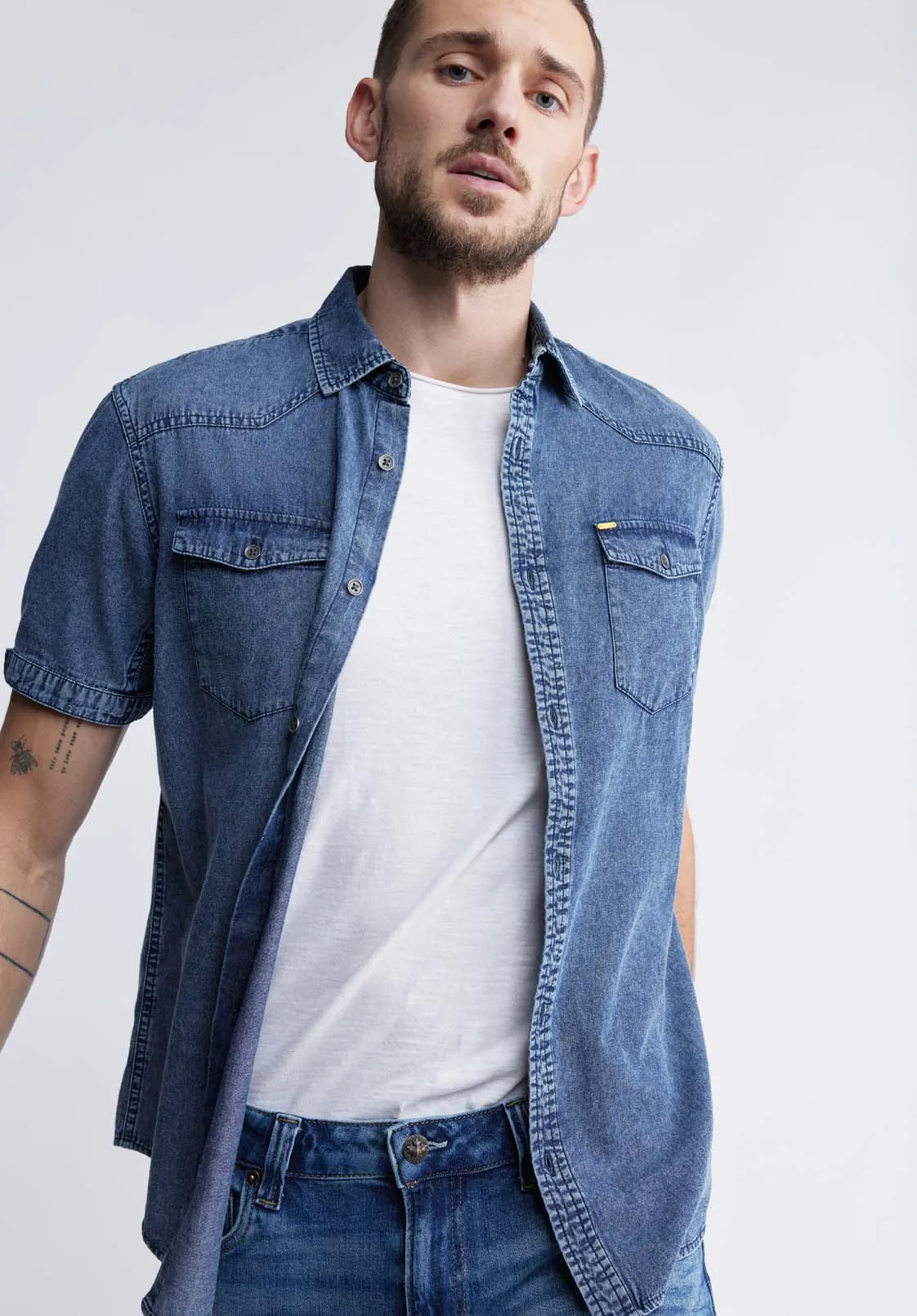 Somba Men’s Short Sleeve Shirt in Midnight Blue - BM24291