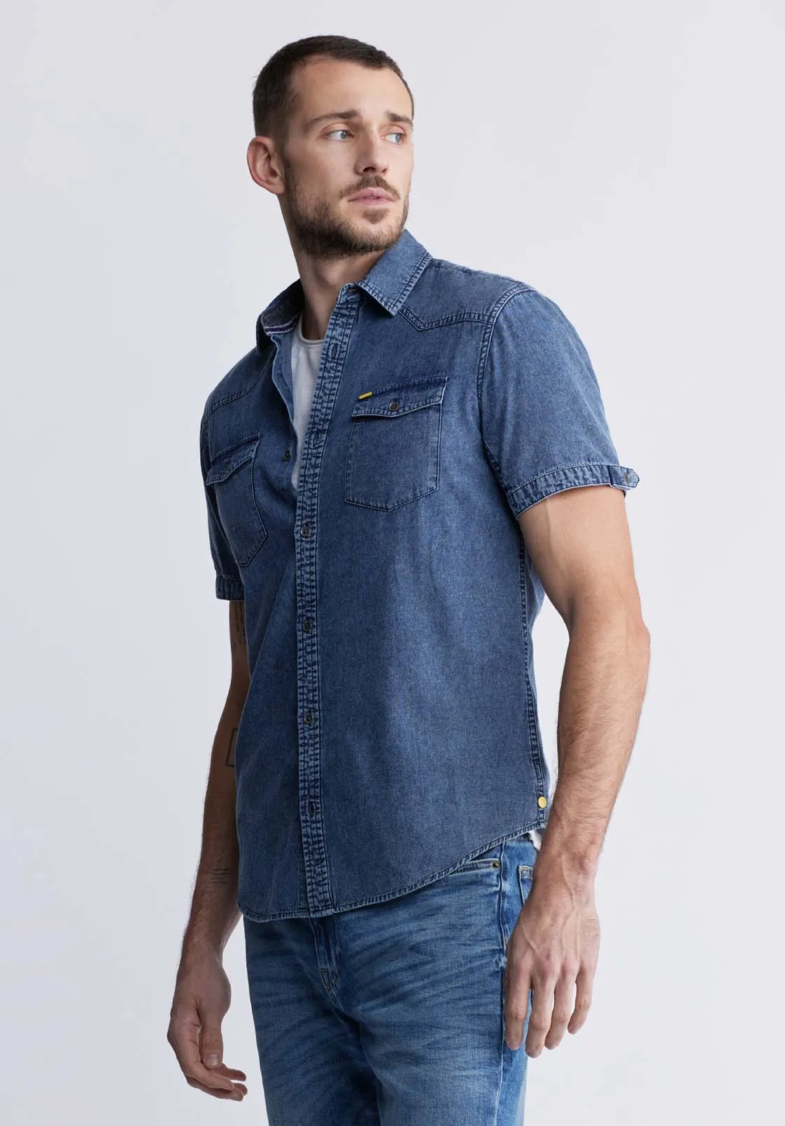 Somba Men’s Short Sleeve Shirt in Midnight Blue - BM24291