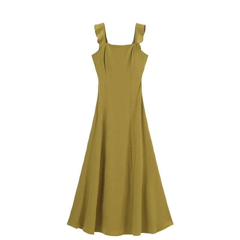 Square Collar Classy Slim Sling Dress