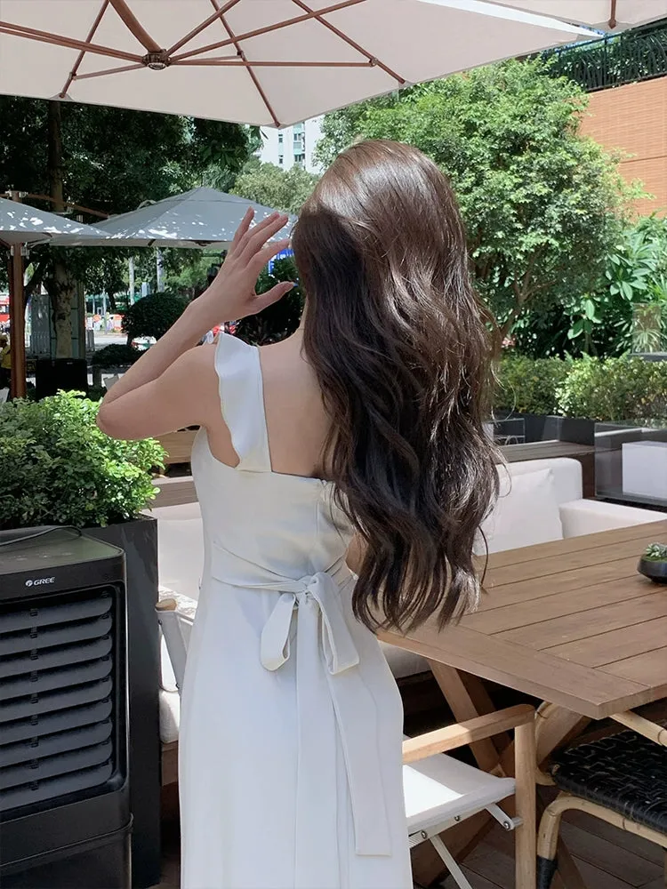 Square Collar Classy Slim Sling Dress