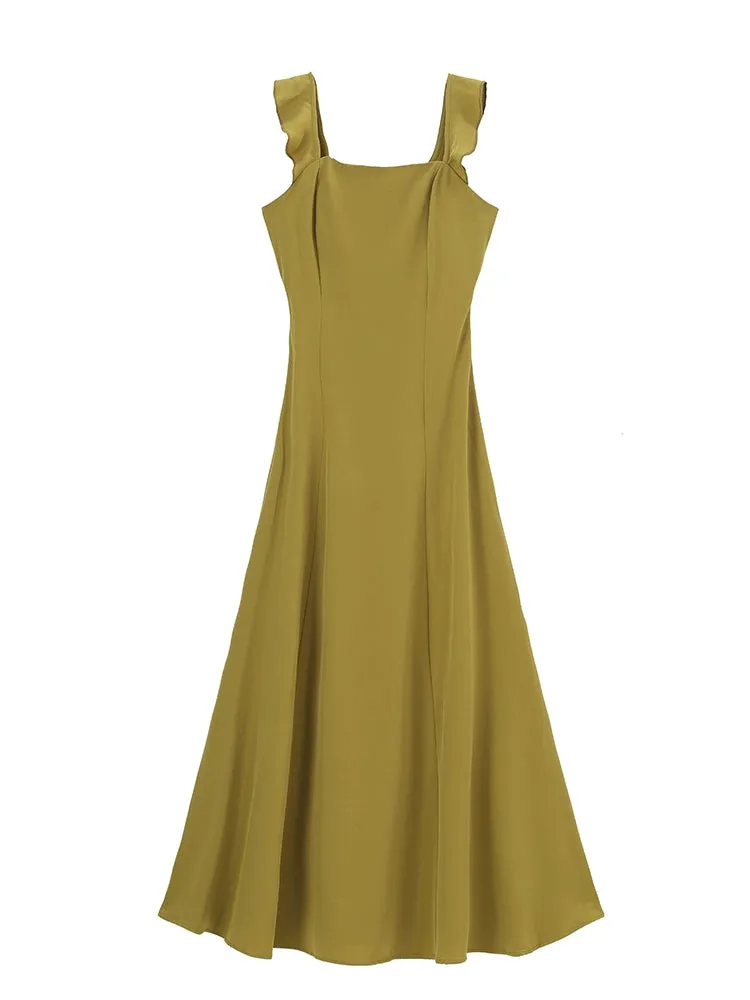 Square Collar Classy Slim Sling Dress