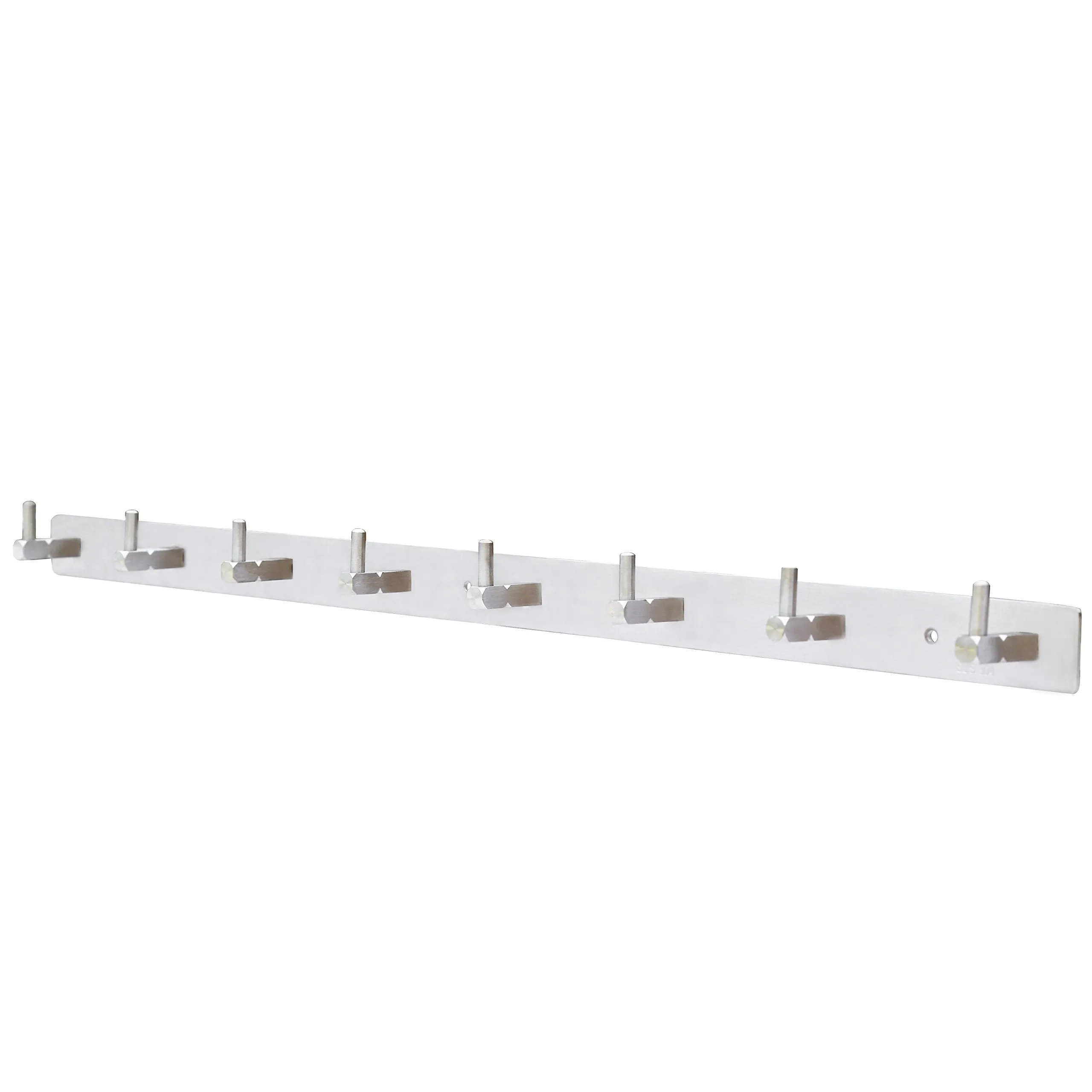 Stainless Steel Coat Hook, WEBI Heavy Duty Towel Rack Hanger Rail Bar, for Bedroom, Bathroom, Fitting Room, Laundry Room, Foyer, Hallway, Entryway, Brushed Finish, 8 Hooks, L-CF08